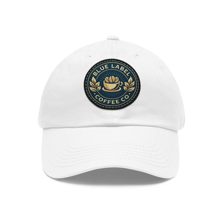 Blue Label Dad Hat - Classic White with Leather Patch