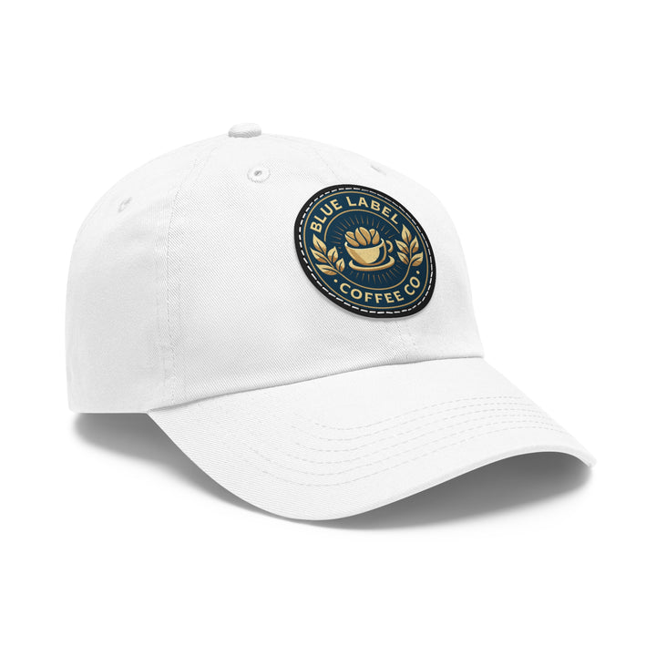 Blue Label Dad Hat - Classic White with Leather Patch